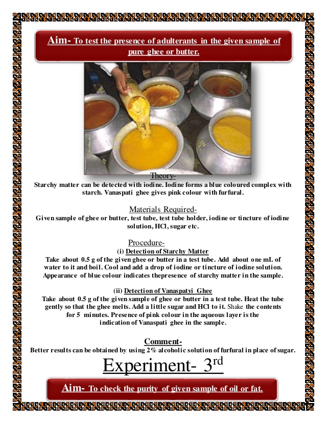 Purity Test Purity Test Sample collection to check adulteration